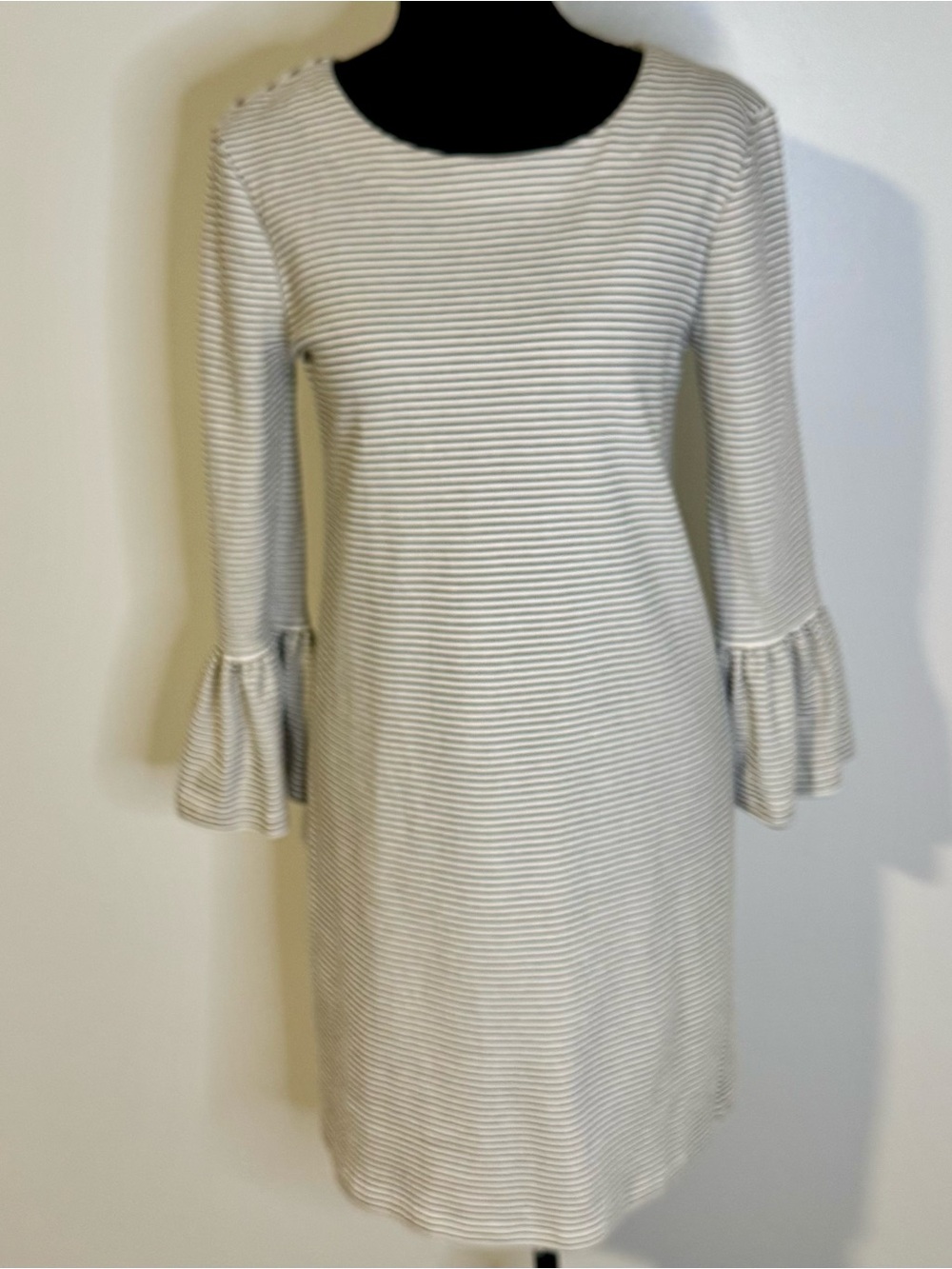 J. Crew Striped Ruffle-sleeve Dress